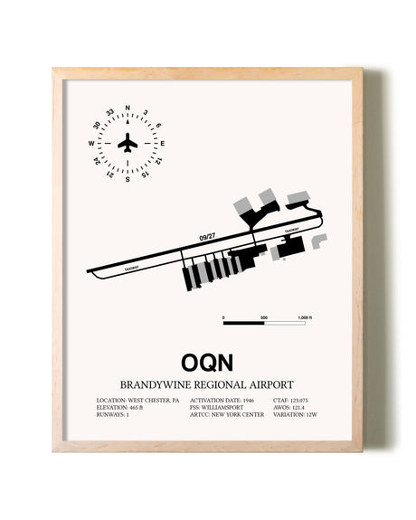 Brandywine Regional Airport framed wall art in white frame