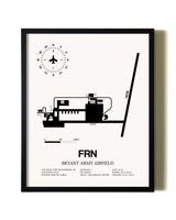 Framed Bryant Army Airfield wall art poster in black frame