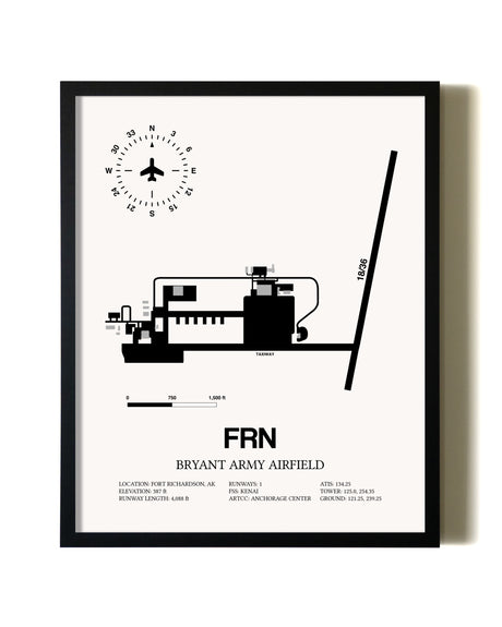 Framed Bryant Army Airfield wall art poster in black frame