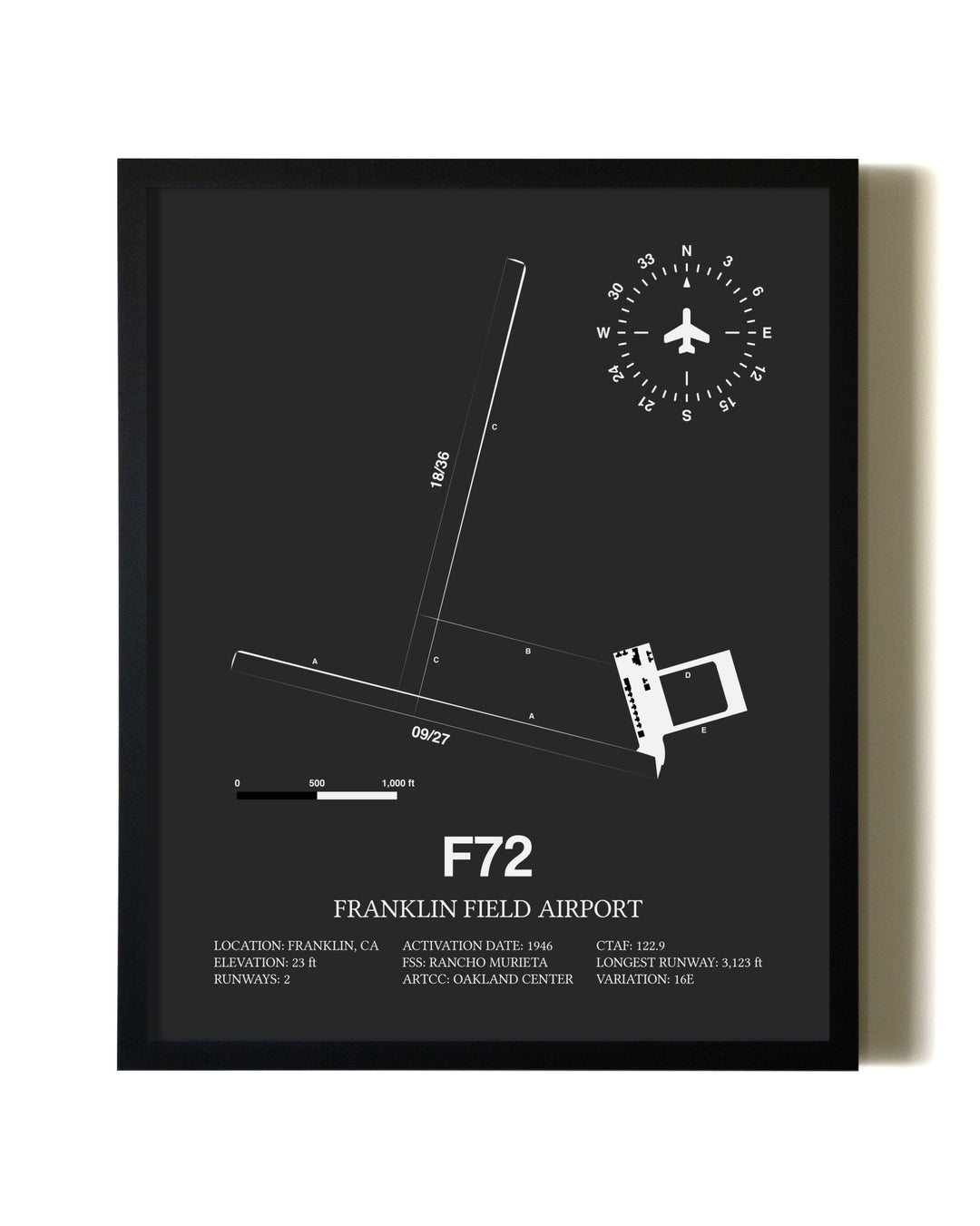 Unframed Franklin Field Airport map print poster