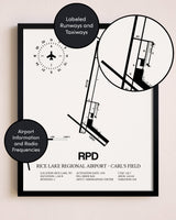 Framed Rice Lake Regional Airport-Carl's Field layout wall art poster
