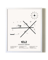Ancient Valley / Pontious Airport airport map poster in oak frame