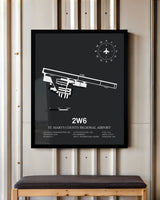Framed Detailed Airport Map of St. Mary's County Regional Airport (2W6) in Gray with a Black Frame