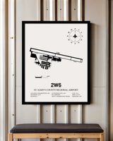 Framed Detailed Airport Map of St. Mary's County Regional Airport (2W6) in White with a Black Frame
