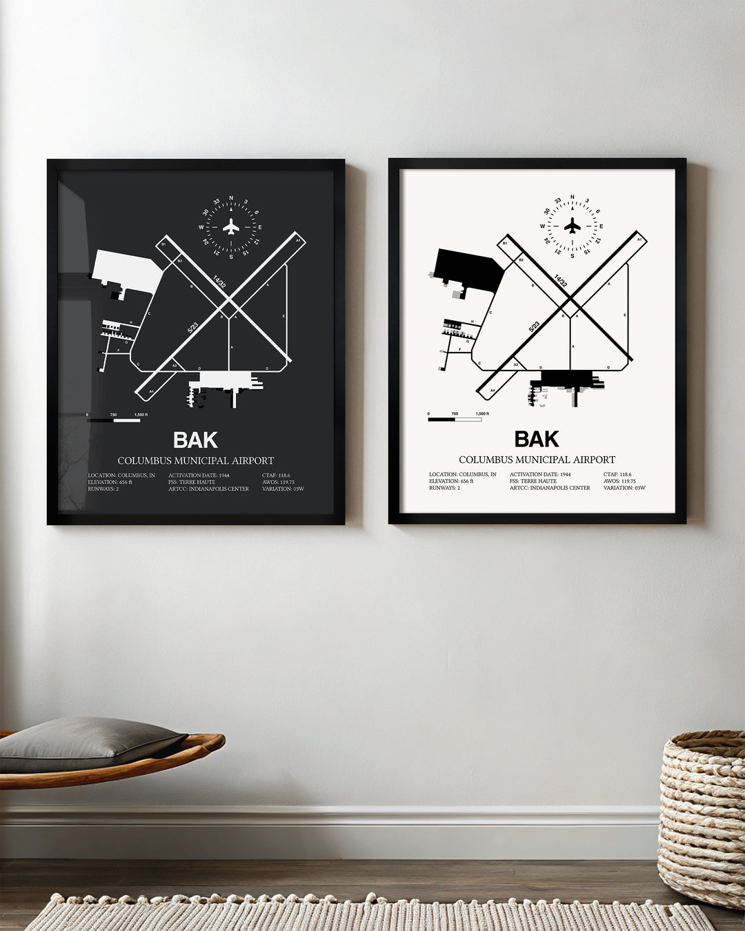 BAK Airport Map, Columbus Municipal Airport Print