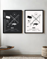 BAK Airport Map, Columbus Municipal Airport Print