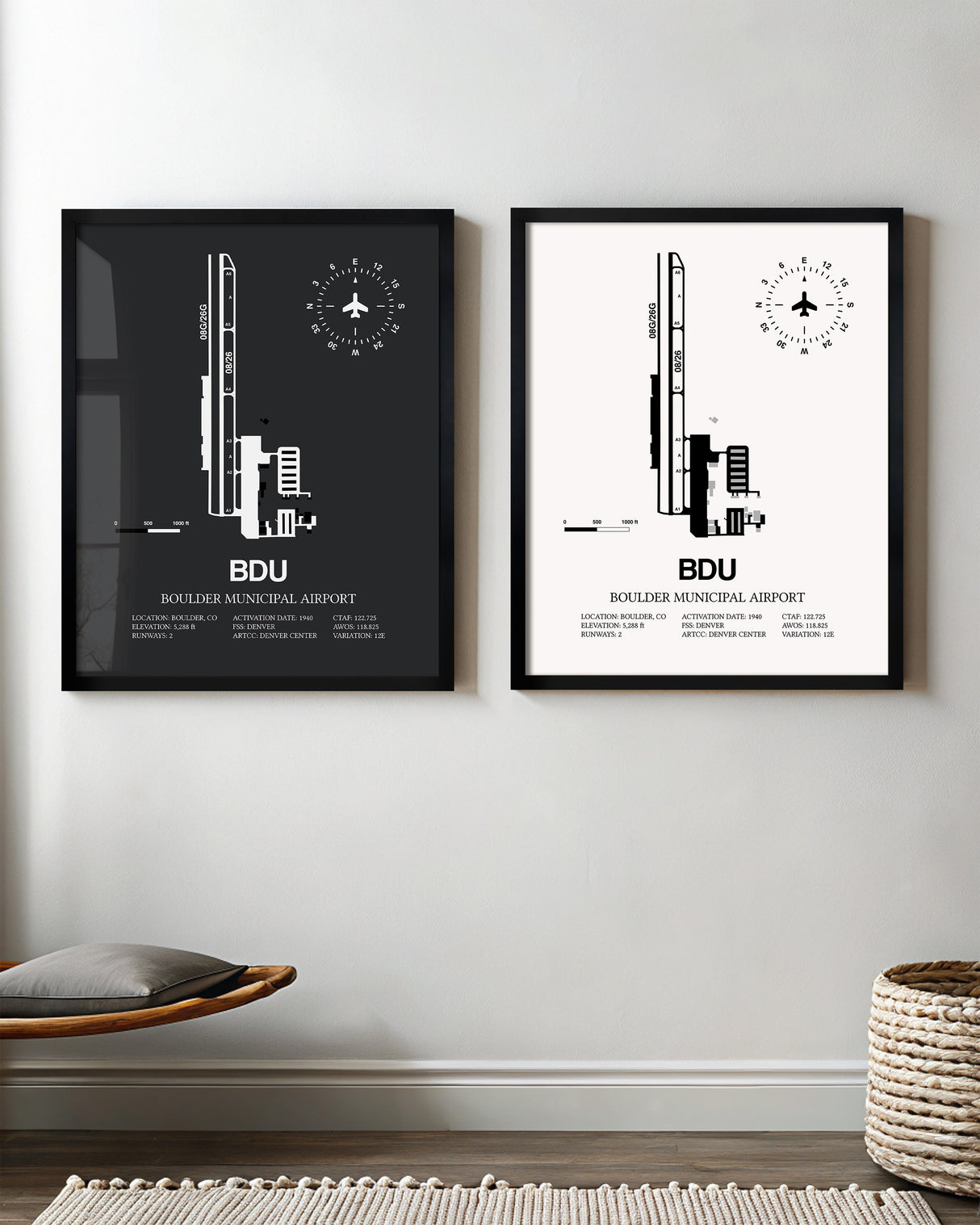 BDU Airport Map, Boulder Municipal Airport Print