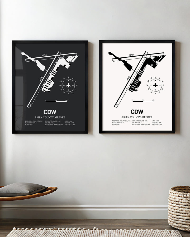 CDW Airport Map, Essex County Airport Print