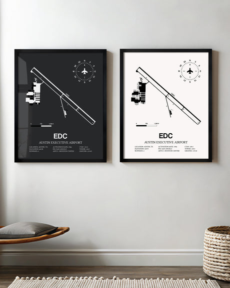 EDC Airport Map, Austin Executive Airport Print