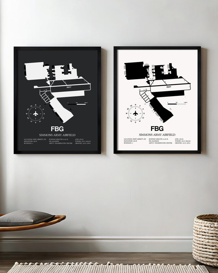 FBG Airport Map, Simmons Army Airfield Print