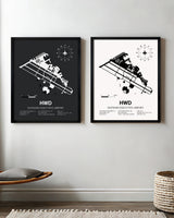 HWD Airport Map, Hayward Executive Airport Print