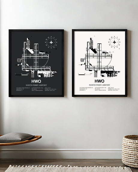 HWO Airport Map, North Perry Airport Print