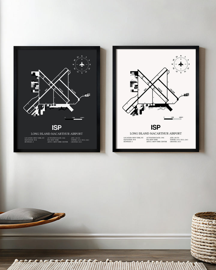 ISP Airport Map, Long Island MacArthur Airport Print