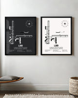 Framed Detailed Airport Map of Lubbock Preston Smith International Airport (LBB) in White and Gray