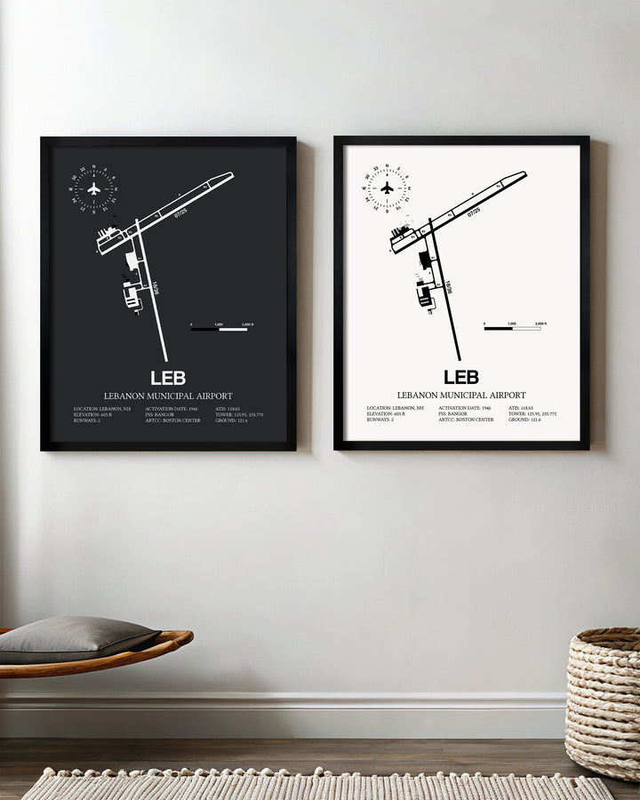 LEB Airport Map, Lebanon Municipal Airport Print