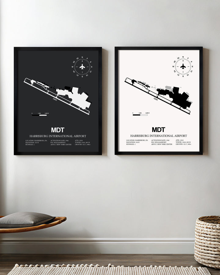 MDT Airport Map, Harrisburg International Airport Print
