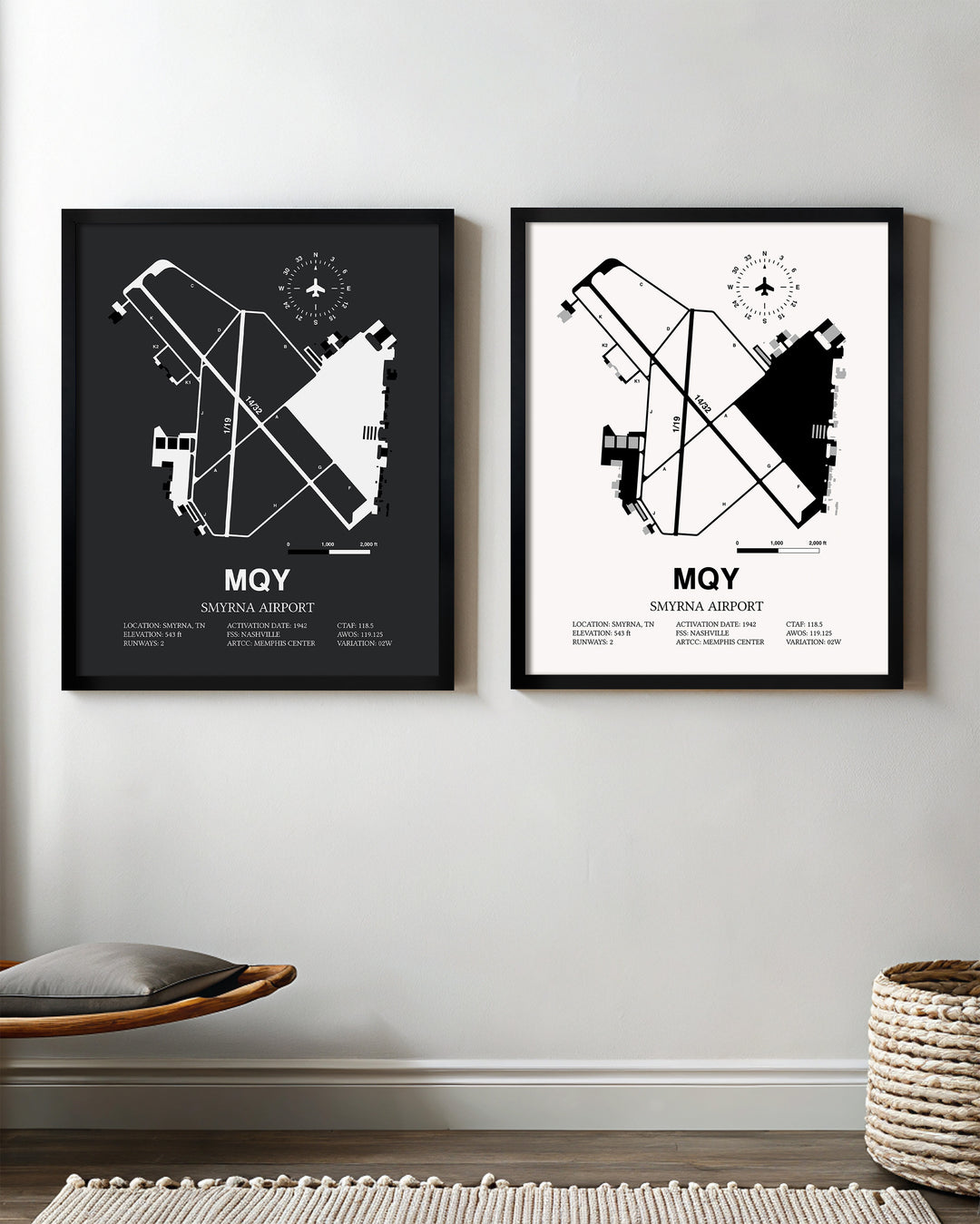 MQY Airport Map, Smyrna Airport Print