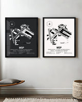 Framed Detailed Airport Map of Minneapolis-St Paul International/Wold-Chamberlain Airport (MSP) in White and Gray