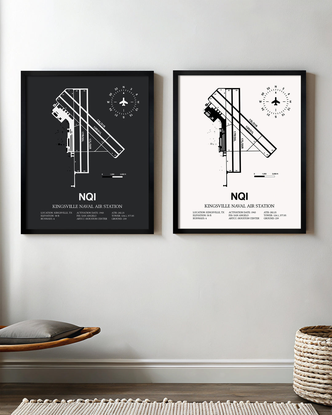 NQI Airport Map, Kingsville Naval Air Station Print