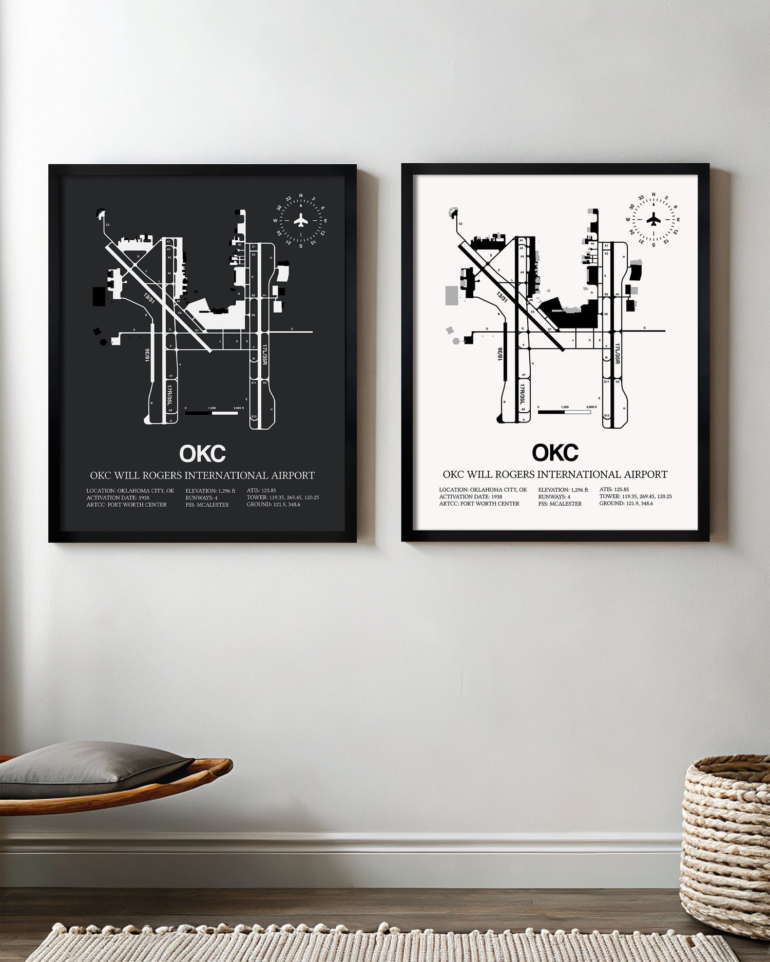 OKC Airport Map, OKC Will Rogers International Airport Print