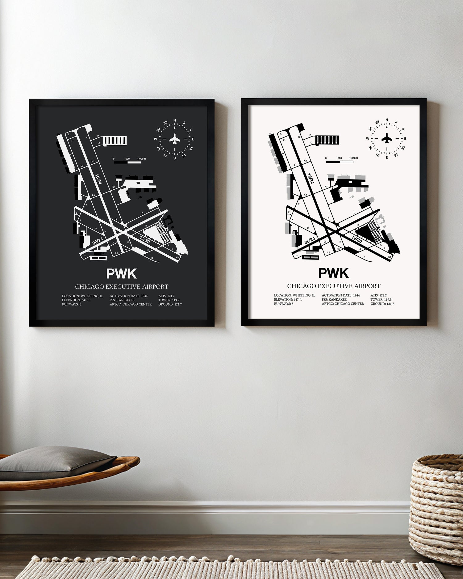 PWK Airport Map, Chicago Executive Airport Print