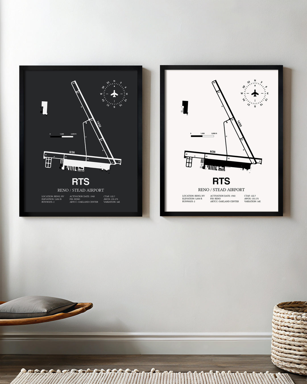 RTS Airport Map, Reno/Stead Airport Print