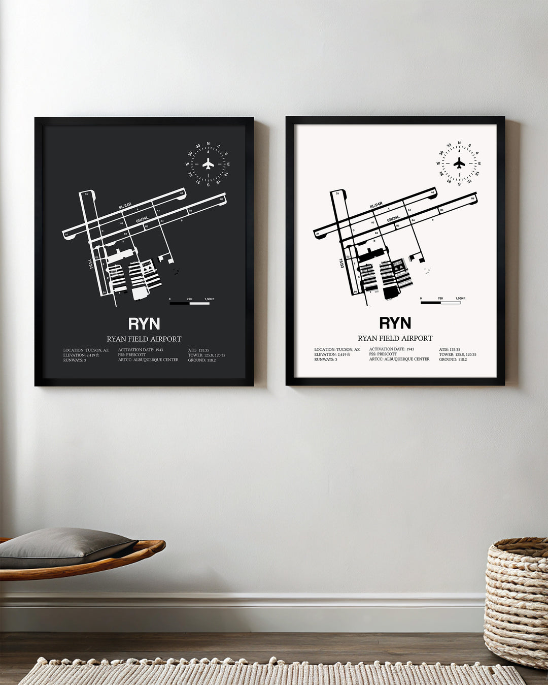 RYN Airport Map, Ryan Field Airport Print