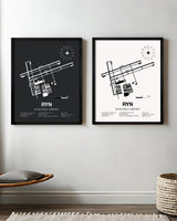 RYN Airport Map, Ryan Field Airport Print