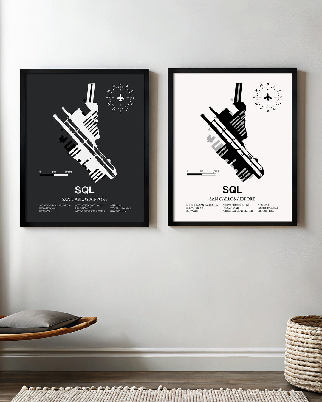 SQL Airport Map, San Carlos Airport Print