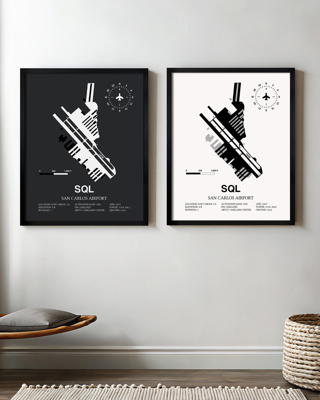 SQL Airport Map, San Carlos Airport Print