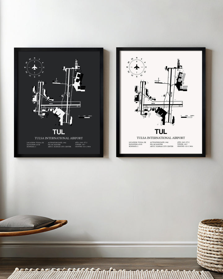 TUL Airport Map, Tulsa International Airport Print