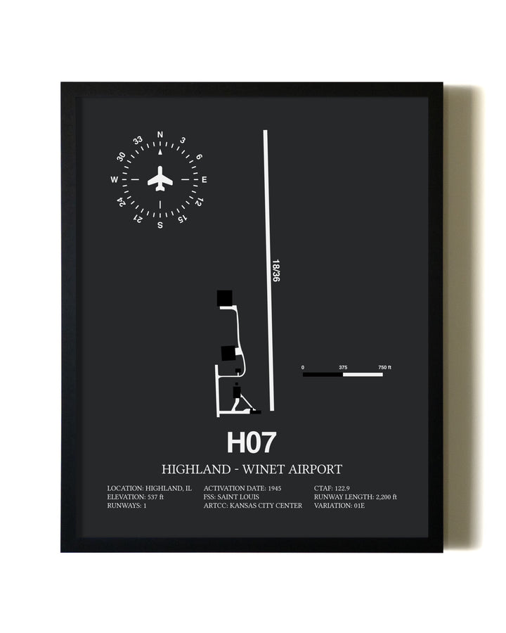 Unframed Highland-Winet Airport map print poster