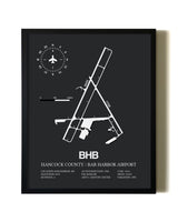 Unframed Hancock County / Bar Harbor Airport map print poster