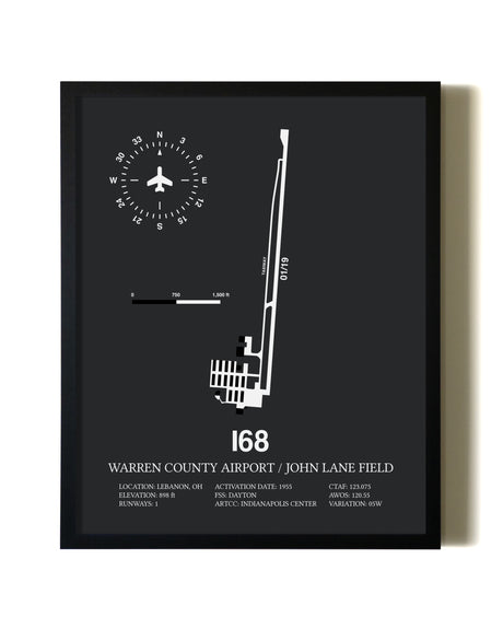Unframed Warren County Airport / John Lane Field map print poster