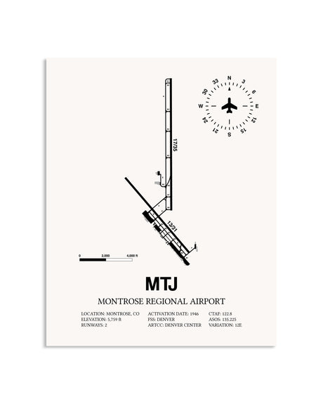 Gray Montrose Regional Airport framed poster displayed in an airplane hangar