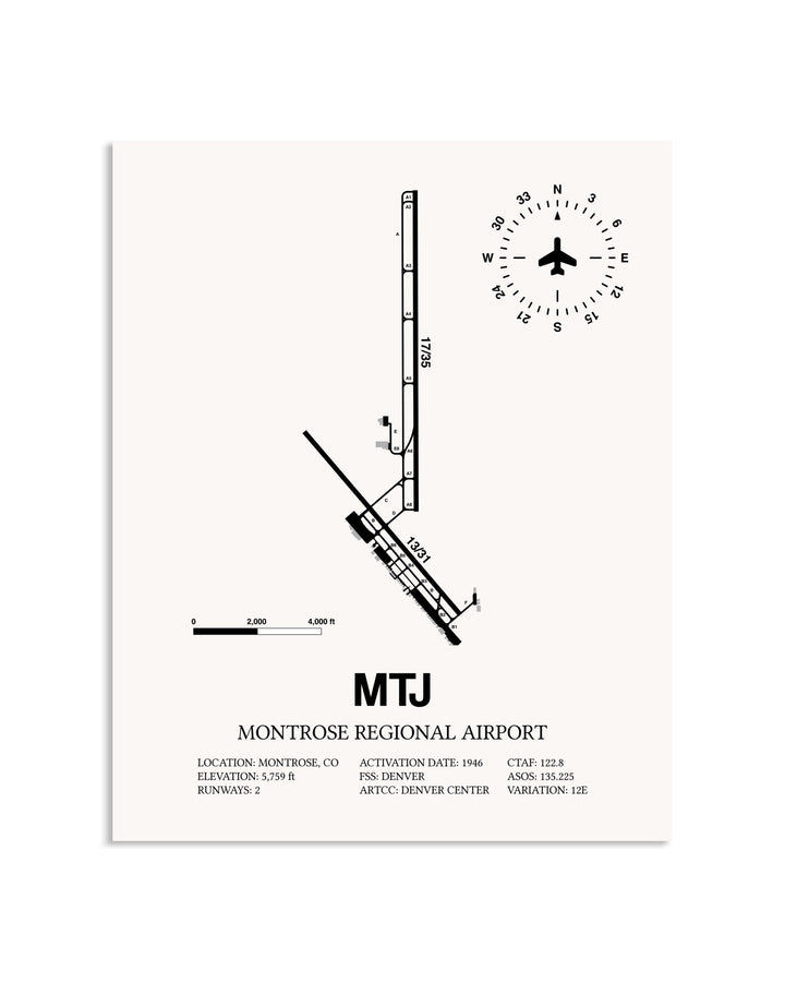 Gray Montrose Regional Airport framed poster displayed in an airplane hangar