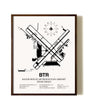 Baton Rouge Metropolitan Airport (Ryan Field) aviation print in walnut frame