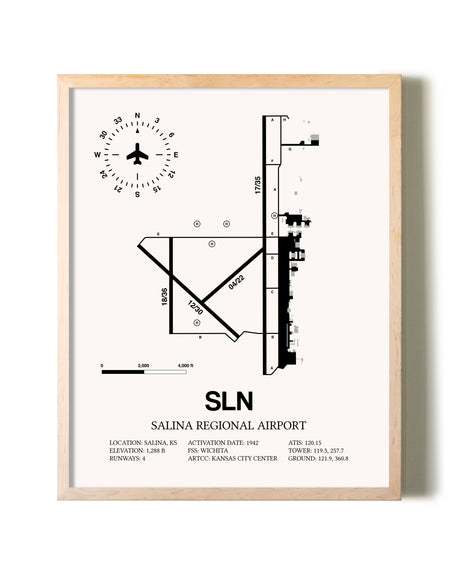 Salina Regional Airport framed wall art in white frame