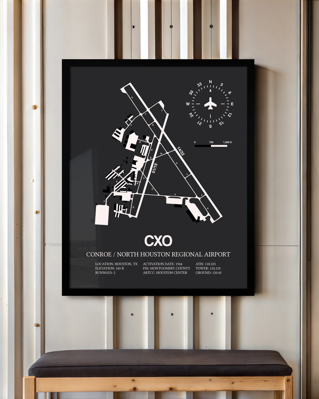 Frame color options for Conroe / North Houston Regional Airport Wall Art