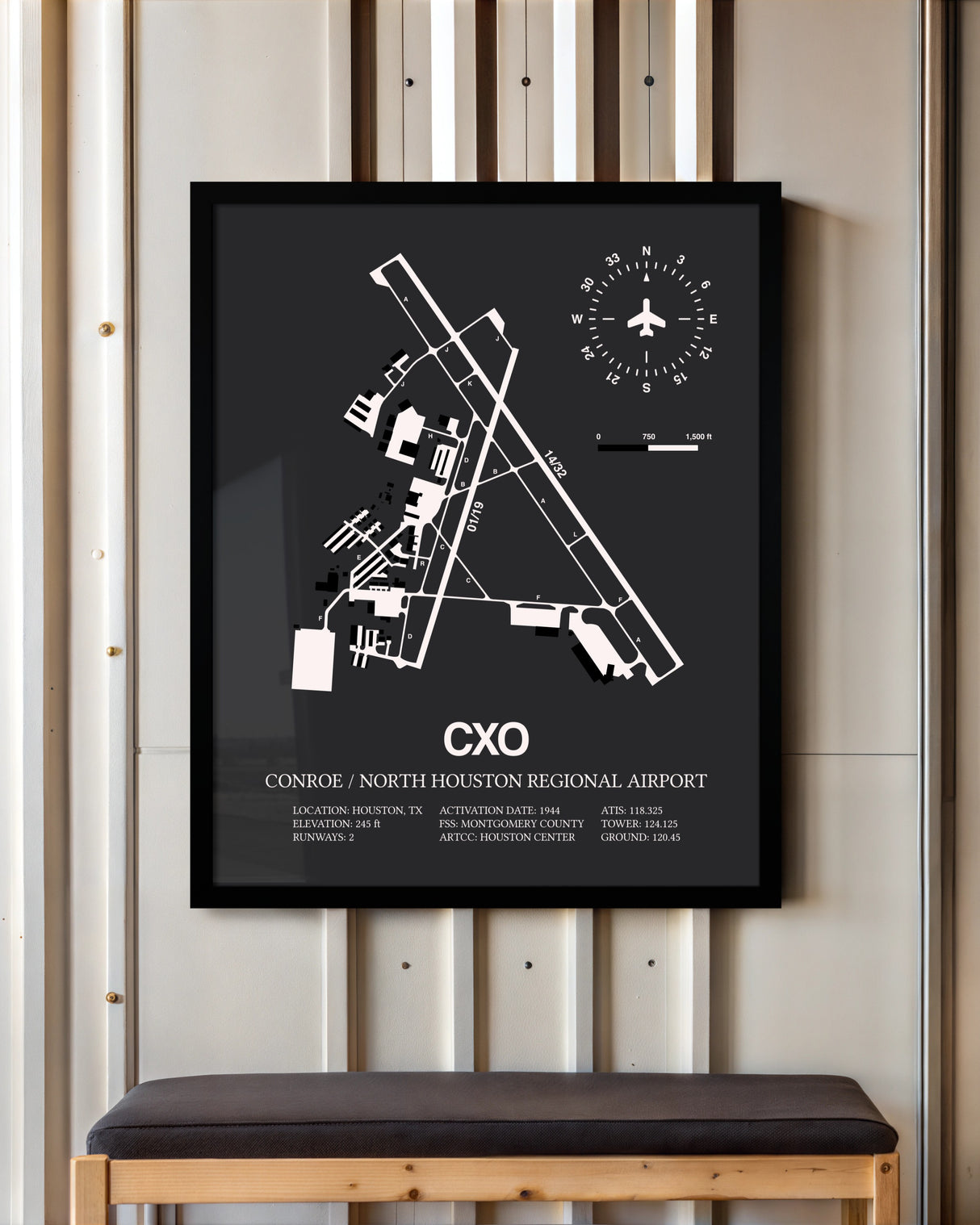 Frame color options for Conroe / North Houston Regional Airport Wall Art