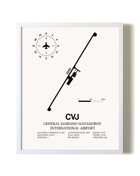 General Mariano Matamoros International Airport airport map poster in oak frame