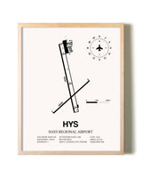 Hays Regional Airport framed wall art in white frame