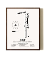 Ocala International Airport-Jim Taylor Field aviation print in walnut frame