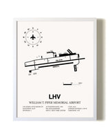 William T. Piper Memorial Airport airport map poster in oak frame