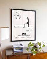 Wabash Municipal Airport aviation wall décor in black wood frame