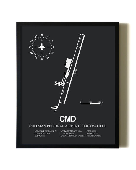 Unframed Cullman Regional Airport / Folsom Field map print poster
