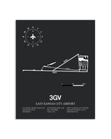 Gray Framed East Kansas City Airport layout wall art poster
