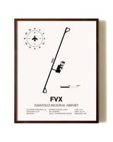 Farmville Regional Airport aviation print in walnut frame