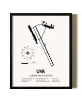 Framed Garner Field Airport wall art poster in black frame