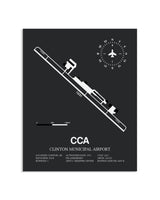Gray Framed Clinton Municipal Airport layout wall art poster